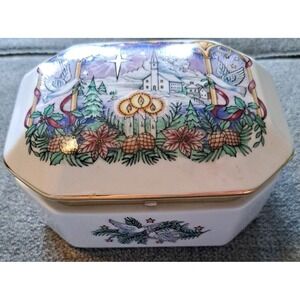 HERITAGE HOUSE "O Holy Night"  Porcelain Music Box, VTG Melodies of Christmas